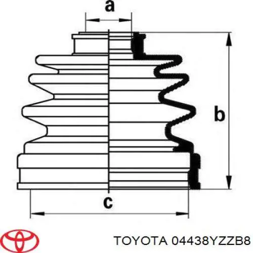 04438YZZB8 Toyota juego de fuelles, árbol de transmisión delantero