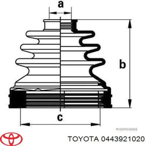 0443921020 Toyota fuelle, árbol de transmisión trasero interior