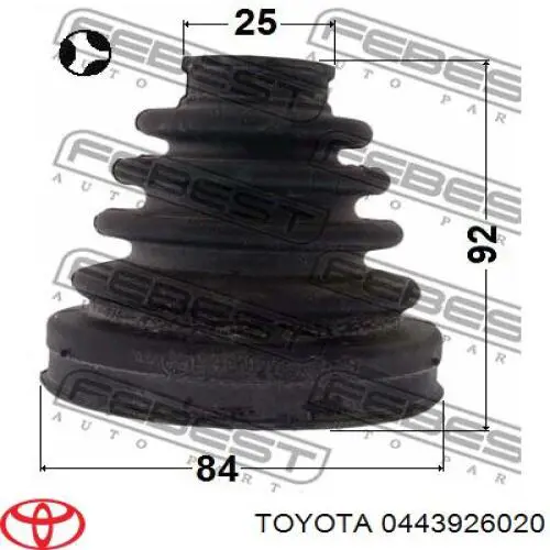 0443926020 Toyota fuelle, árbol de transmisión trasero interior