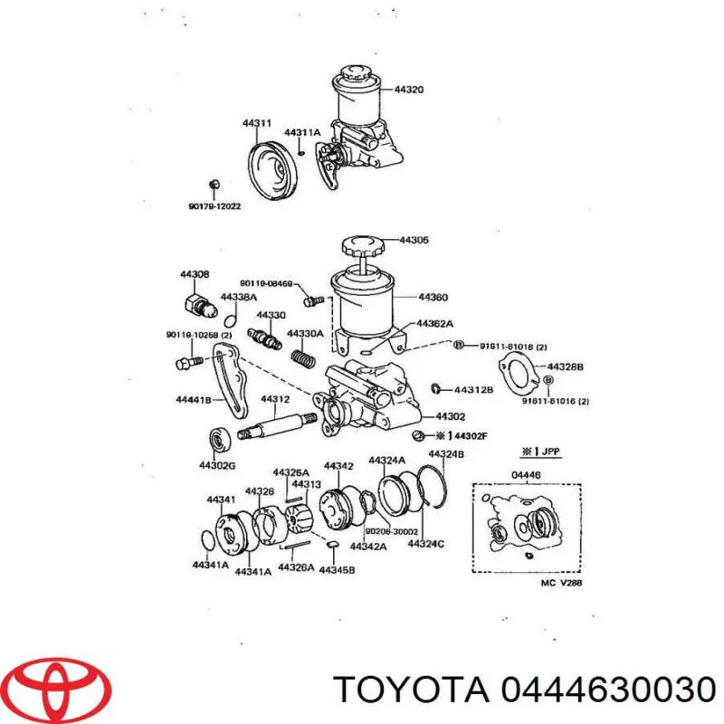 Juego de reparación, bomba de dirección hidráulica para Toyota Hilux (N)