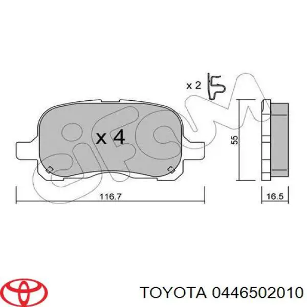 Pastillas de freno 0446502010 Toyota
