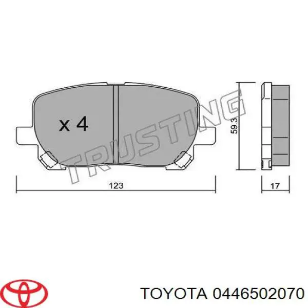 Pastillas de freno delanteras Toyota 0446502070