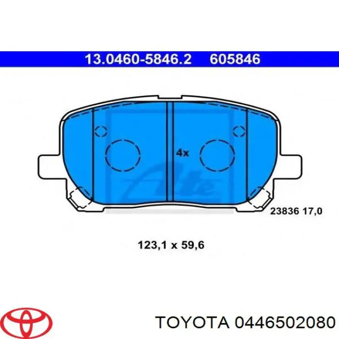 0446502080 Toyota pastillas de freno delanteras