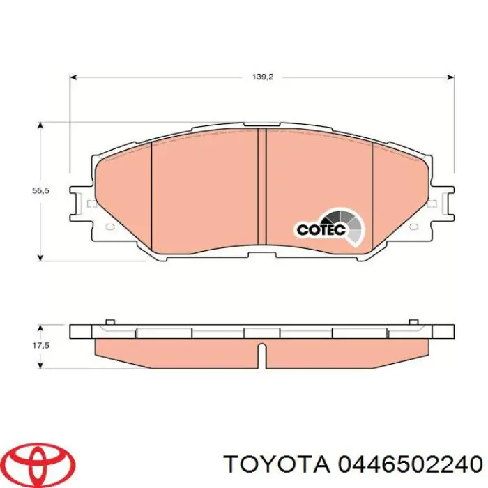 Pastillas de freno delanteras Toyota 0446502240