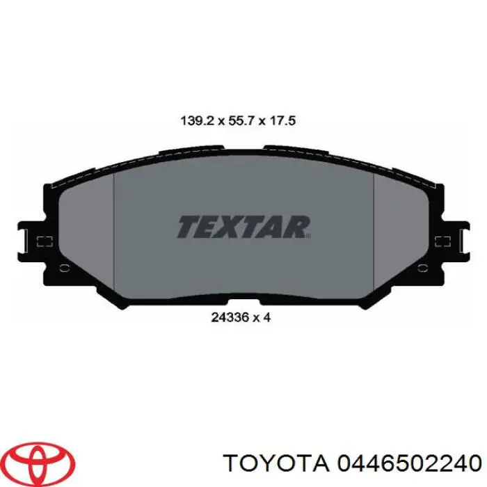 Pastillas de freno 0446502240 Toyota