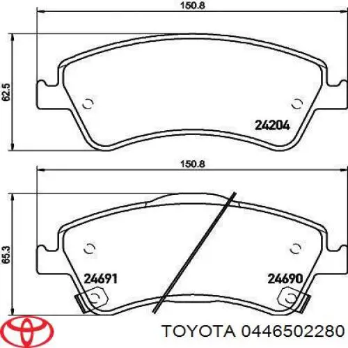 Comprar 0446502280 Toyota Pastillas delanteras de freno