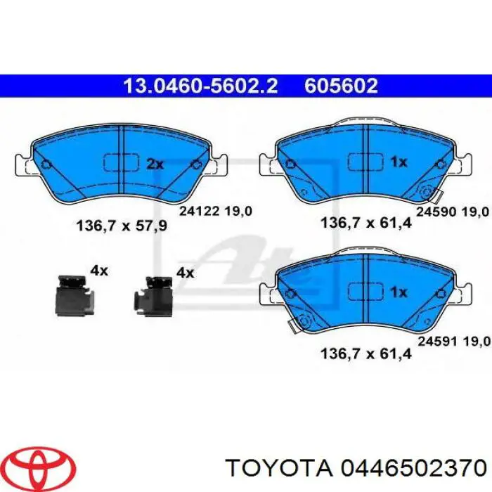 Pastillas de freno delanteras TOYOTA 0446502370