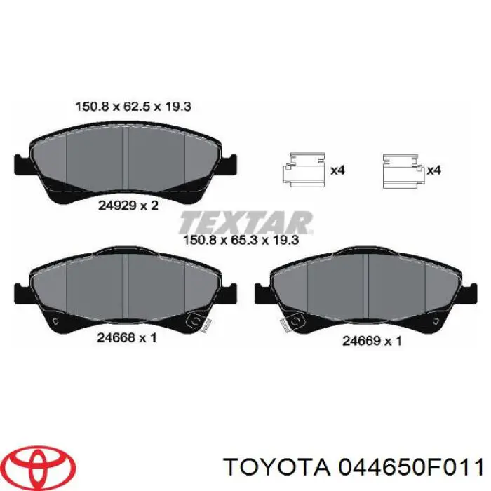 044650F011 Toyota pastillas de freno delanteras