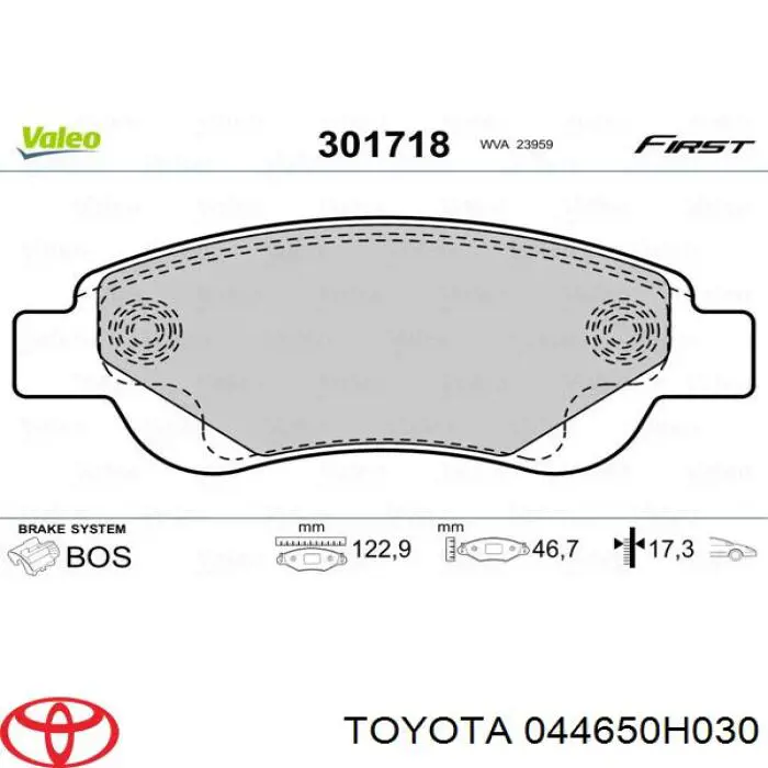 044650H030 Toyota pastillas de freno delanteras