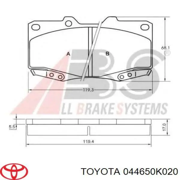 Comprar 044650K020 Toyota Pastillas delanteras de freno