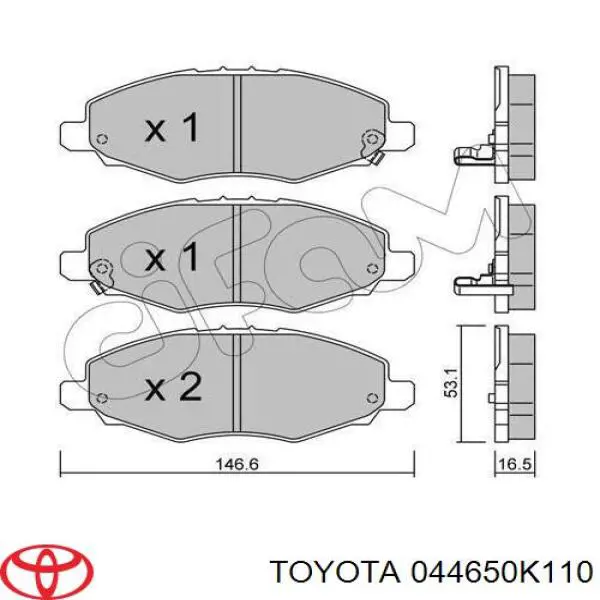 044650K110 Toyota pastillas de freno delanteras