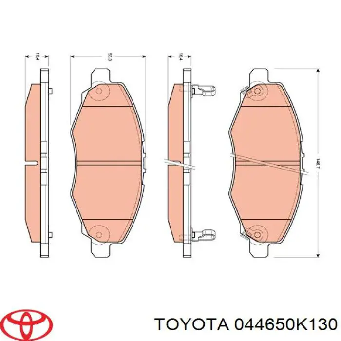 044650K130 Toyota Pastillas delanteras