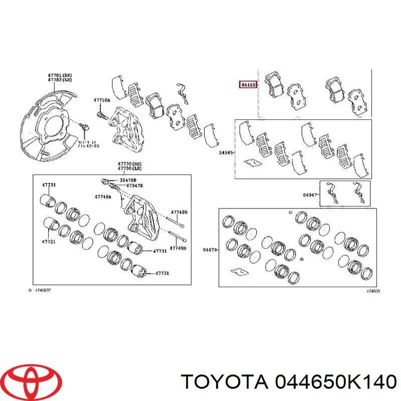 Comprar 044650K140 Toyota Pastillas delanteras de freno