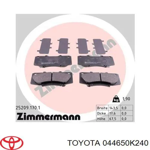 Comprar 044650K240 Toyota Pastillas delanteras de freno