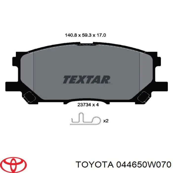 Comprar 044650W070 Toyota Pastillas delanteras de freno