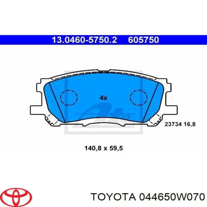 044650W070 Toyota pastillas de freno delanteras