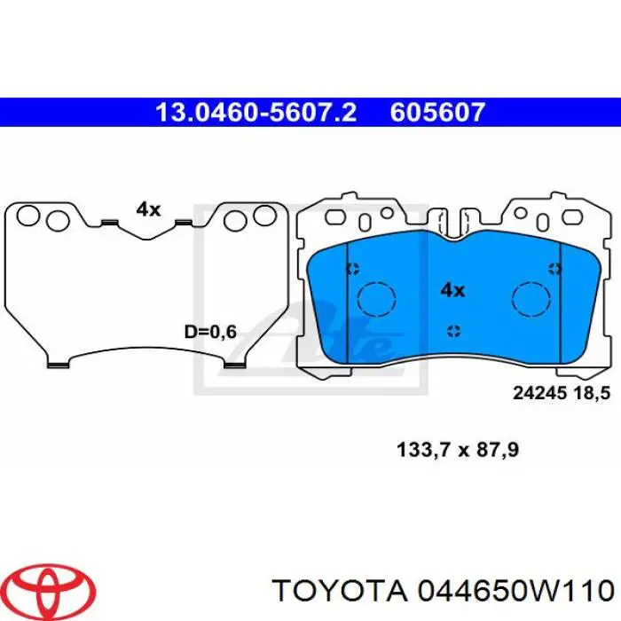 Pastillas de freno 044650W110 Toyota