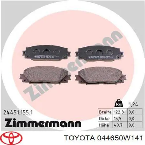Comprar 044650W141 Toyota Pastillas delanteras de freno