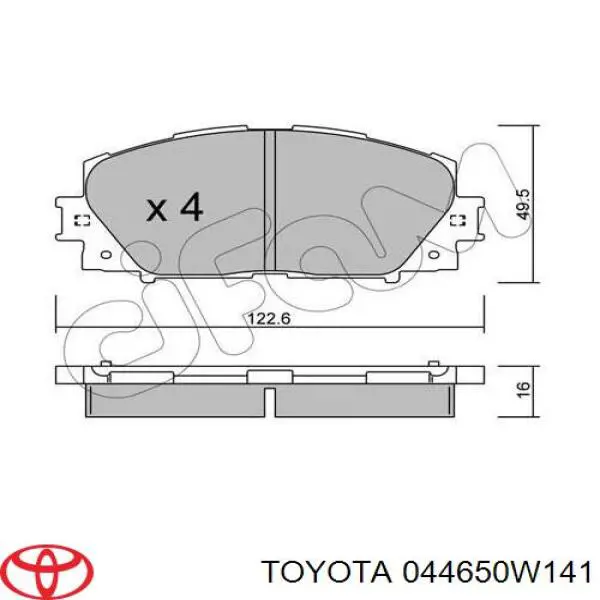 Pastillas de freno 044650W141 Toyota