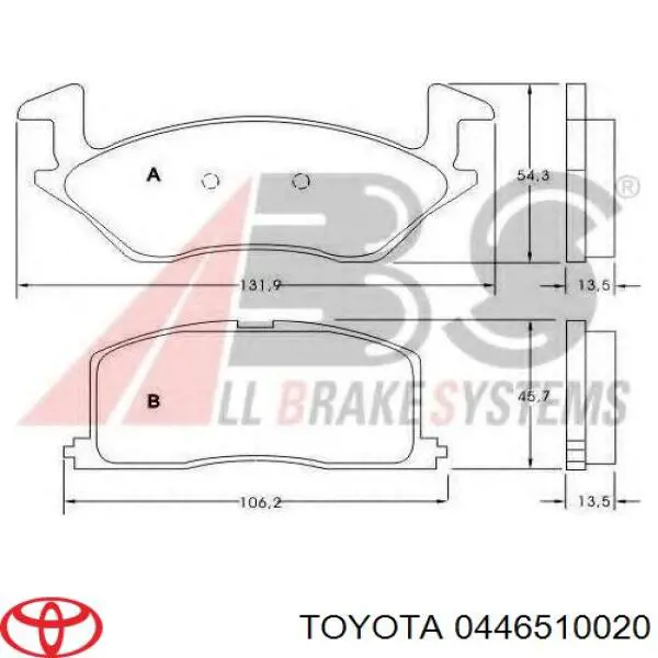 0446510020 Toyota pastillas de freno delanteras