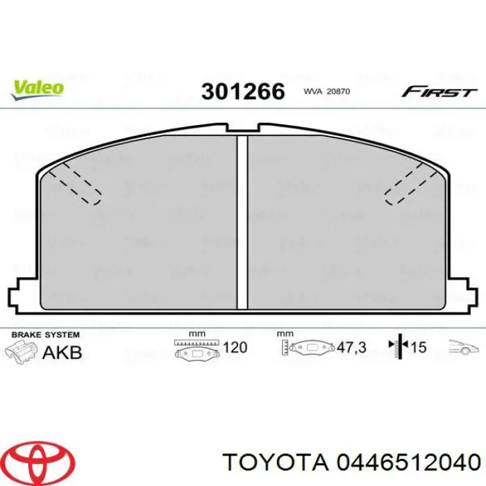 Comprar 0446512040 Toyota Pastillas delanteras de freno