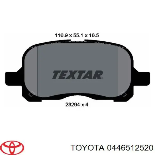 Pastillas de freno 0446512520 Toyota