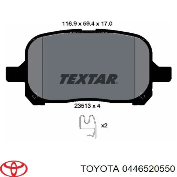 0446520550 Toyota pastillas de freno delanteras