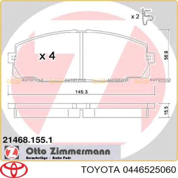 Comprar 0446525060 Toyota Pastillas delanteras de freno
