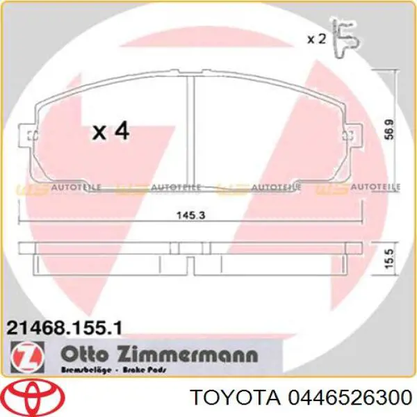 Comprar 0446526300 Toyota Pastillas delanteras de freno