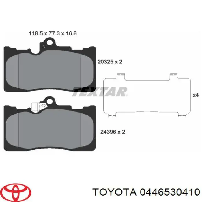 Pastillas de freno 0446530410 Toyota