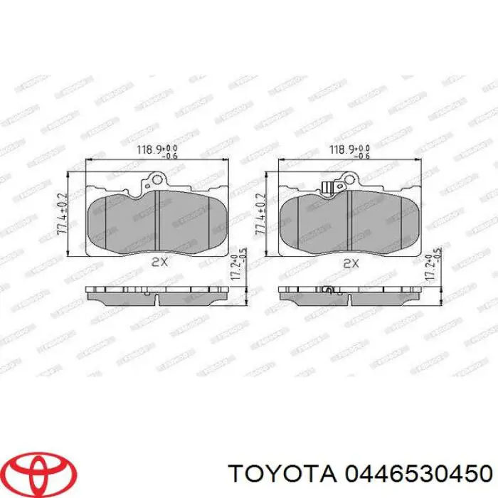 Pastillas de freno 0446530450 Toyota