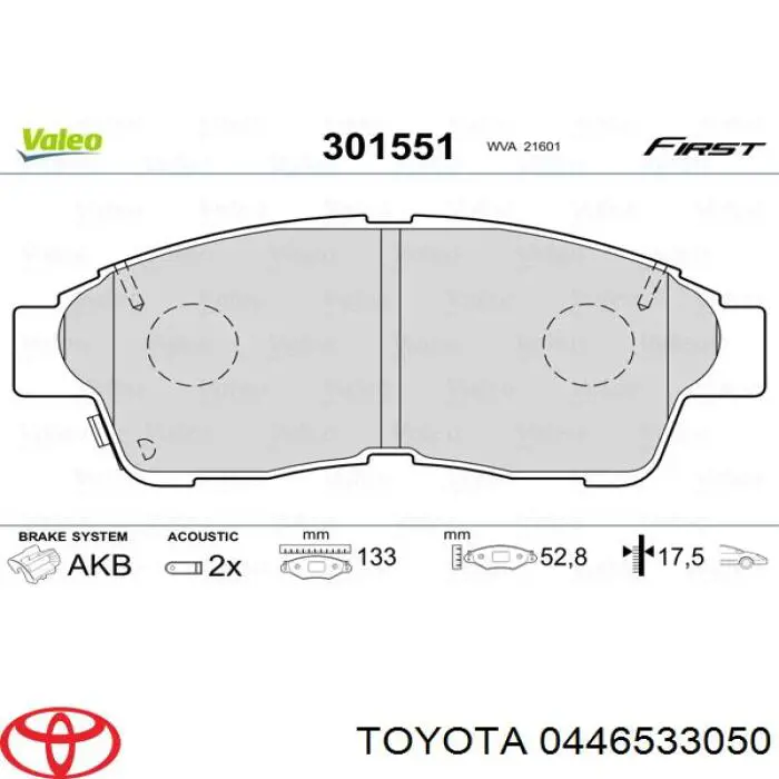 Comprar 0446533050 Toyota Pastillas delanteras de freno
