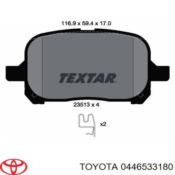 0446533180 Toyota pastillas de freno delanteras