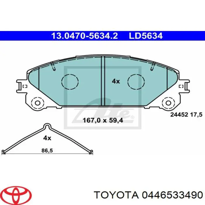 Pastillas freno delanteras Toyota 0446533490 precio, desde 40,04 EUR
