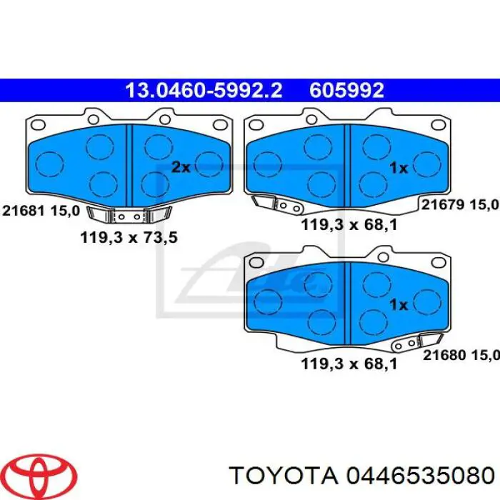 0446535080 Toyota pastillas de freno delanteras
