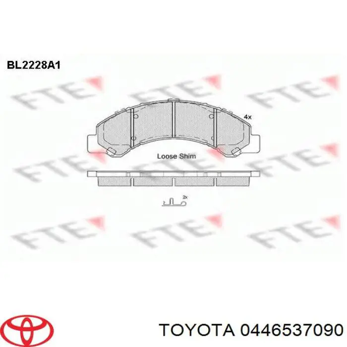 Pastillas de freno traseras 0446537090 Toyota