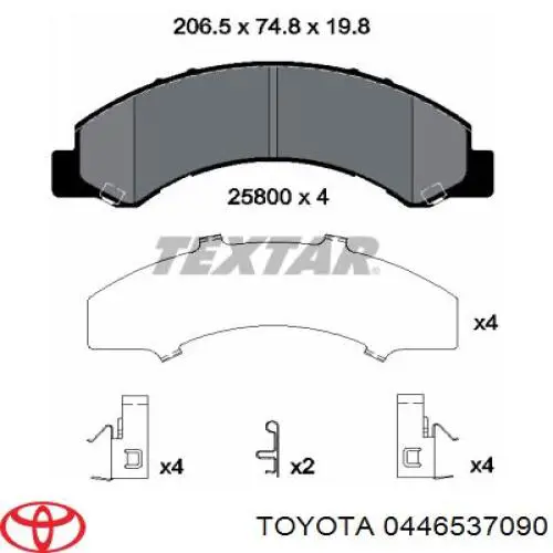 0446537090 Toyota Pastillas freno traseras