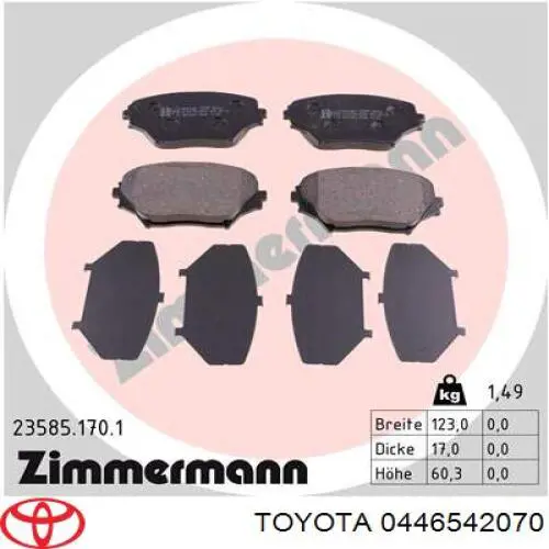 0446542070 Toyota pastillas de freno delanteras