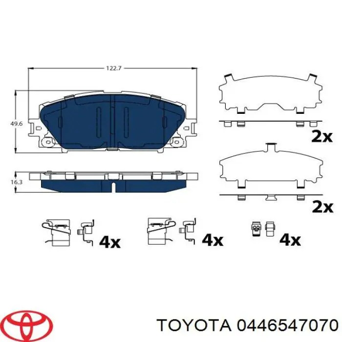 Pastillas de freno 0446547070 Toyota