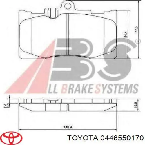 Pastillas freno delanteras Toyota 0446550170 precio, desde 29,31 EUR