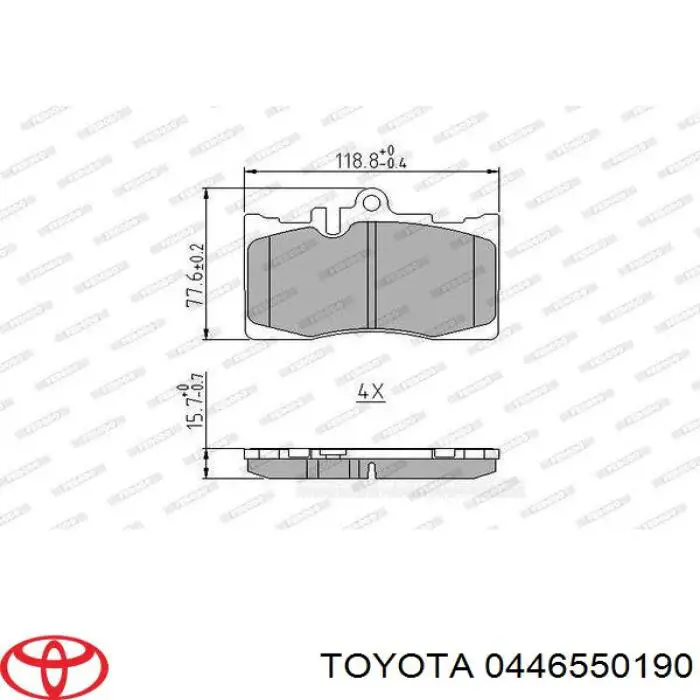 Pastillas de freno delanteras Toyota 0446550190