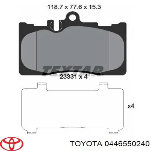 Pastillas freno delanteras Toyota 0446550240 precio, desde 27,72 EUR