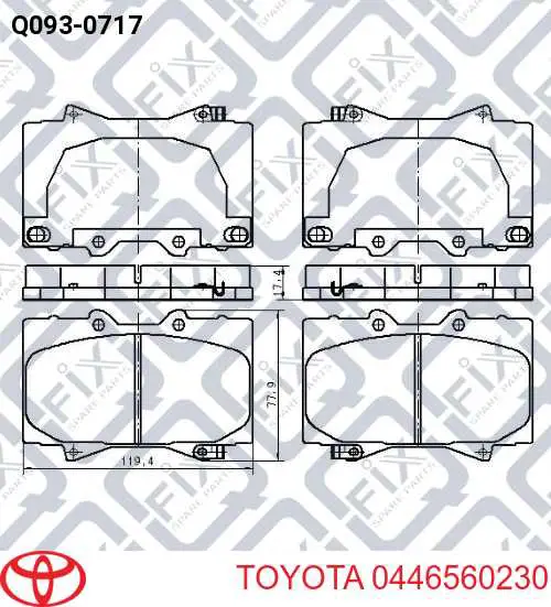 Comprar 0446560230 Toyota Pastillas delanteras de freno