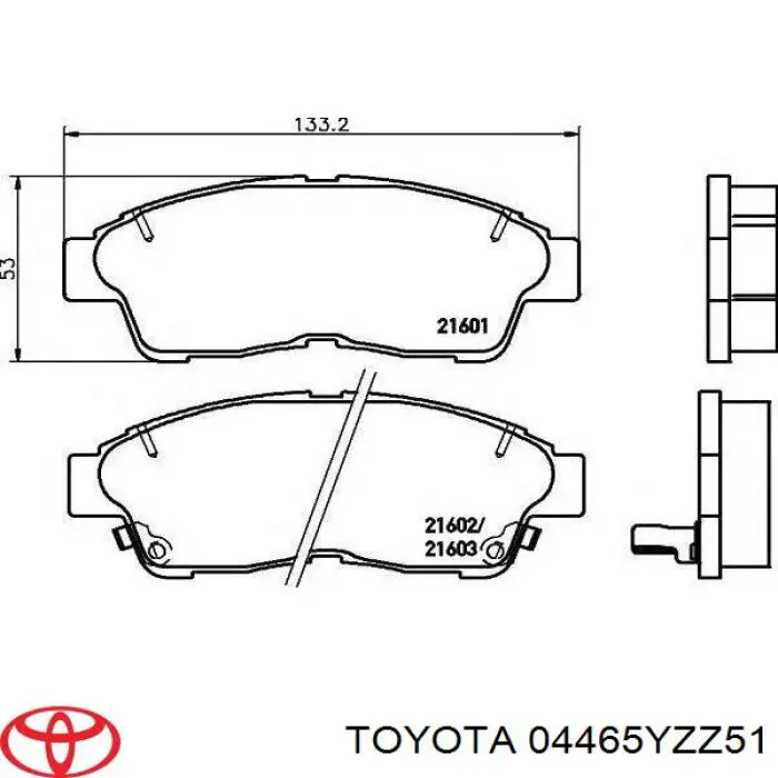 04465YZZ51 Toyota Pastillas delanteras