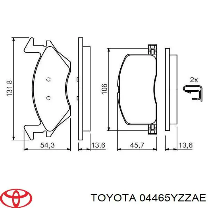 04465YZZAE Toyota pastillas de freno delanteras