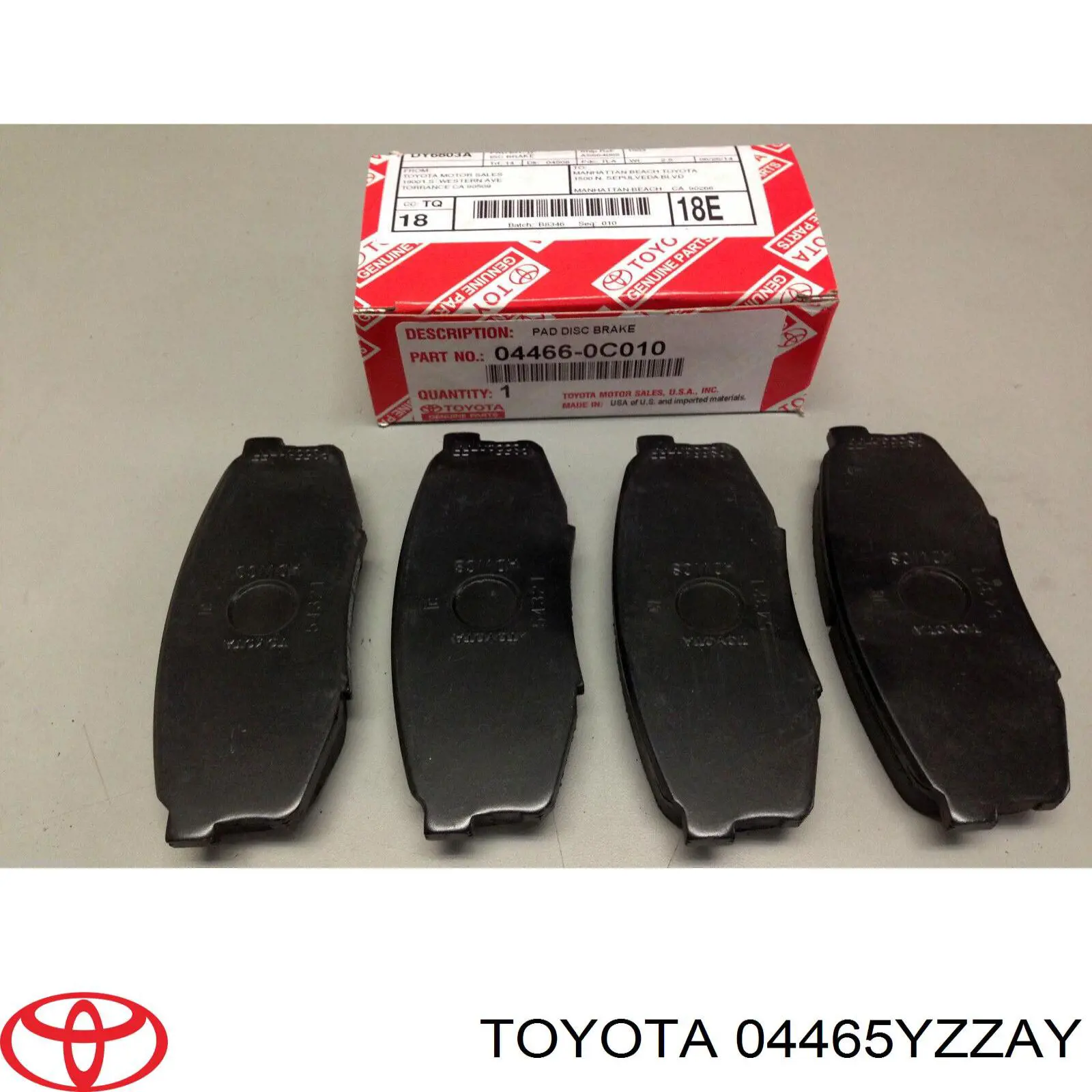 04465YZZAY Toyota pastillas de freno delanteras