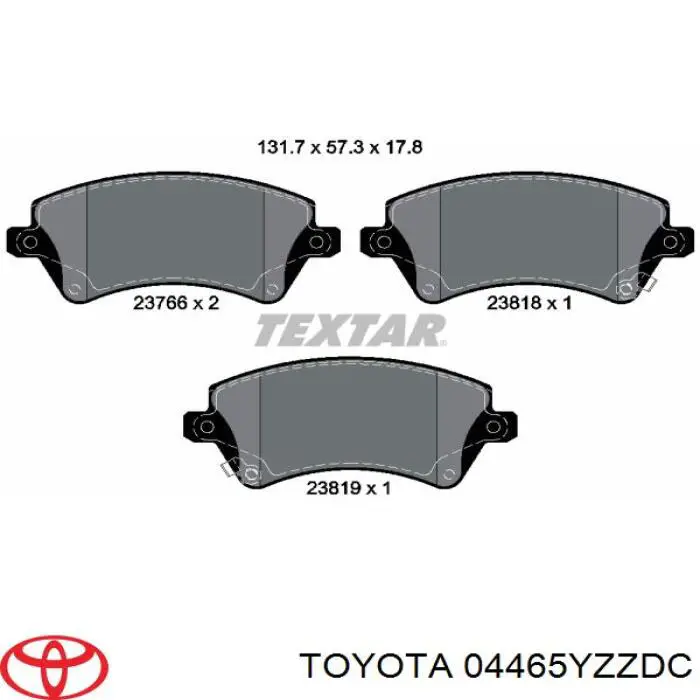 Comprar 04465YZZDC Toyota Pastillas delanteras de freno