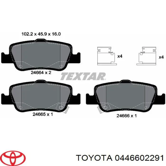Comprar 0446602291 Toyota Pastillas de freno traseras