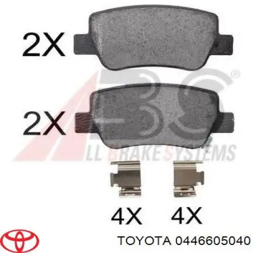 0446605040 Toyota pastillas de freno traseras