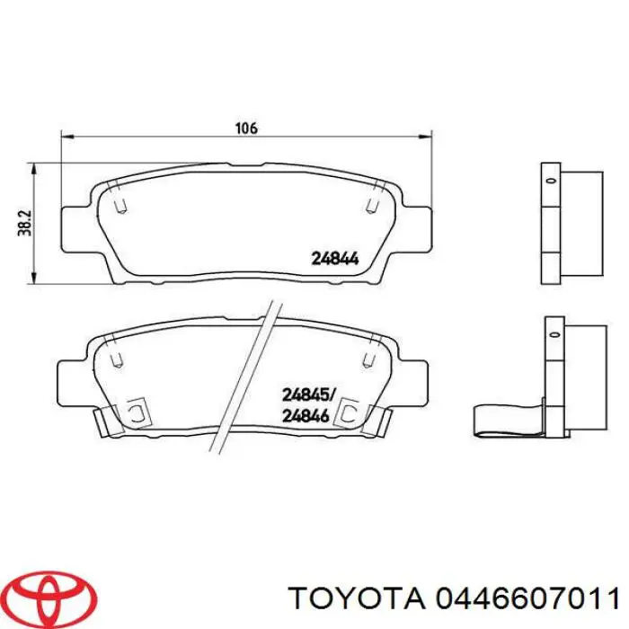 Pastillas de freno traseras 0446622060 Toyota